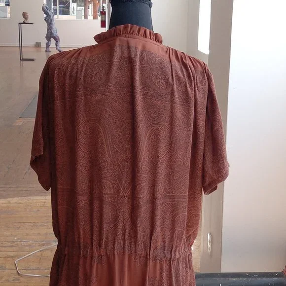 Brown and black sheer graphic Italian dress - Picture 7 of 11